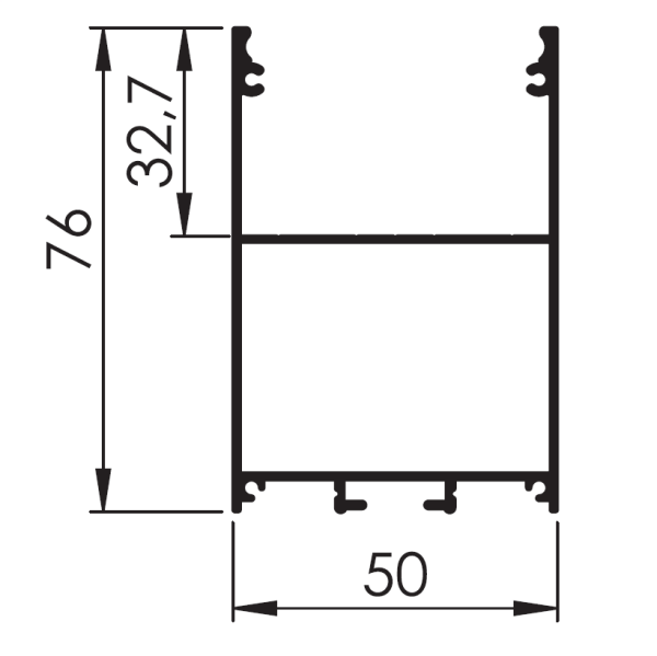 50x76 mm Alüminyum Lineer Aydınlatma Profili