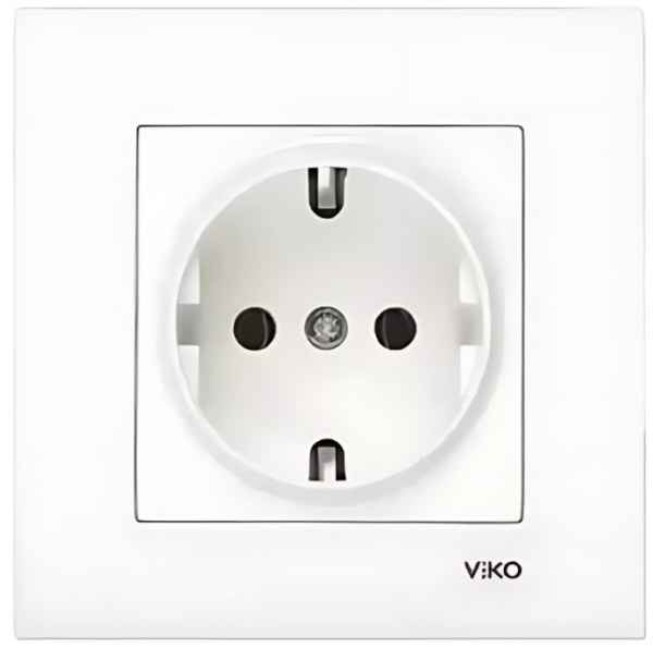 Viko Karre/Meridian Beyaz Topraklı Priz Mekanizma (Çerçeve Hariç) 90967008