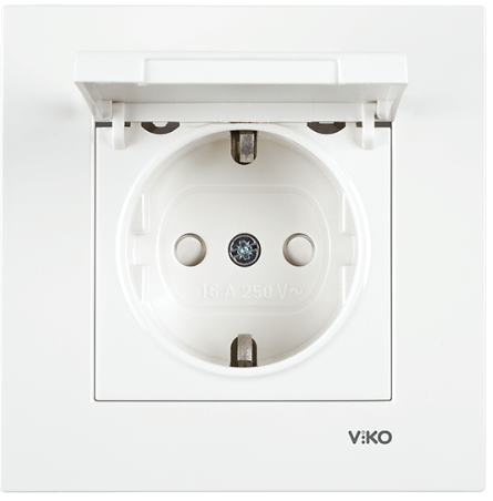 Viko Karre/Meridian Beyaz Kapaklı Topraklı Priz Mekanizma (Çerçeve Hariç)(Çocuk Korumalı) 90967012