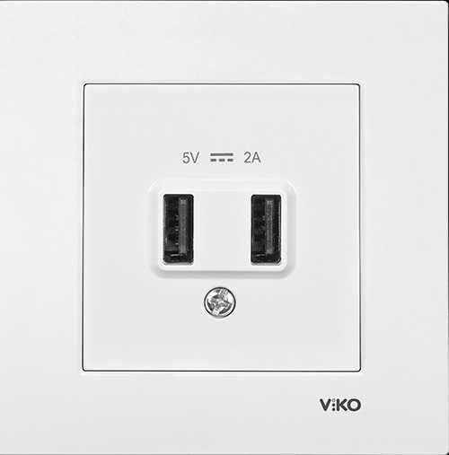 Viko Karre/Meridian Beyaz Usb 5V-2A (Çerçeve Hariç) 90967101