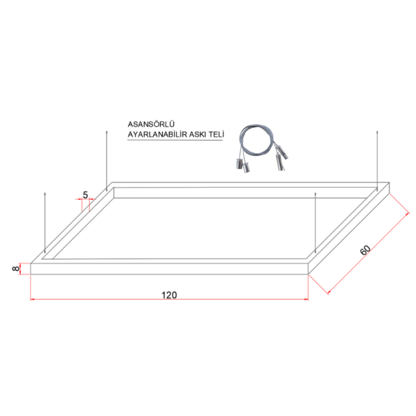 120X60 cm Osram LED Dikdörtgen Lineer Aydınlatma-Sıva Üstü/Sarkıt Montaj- 5x8 cm Kasa