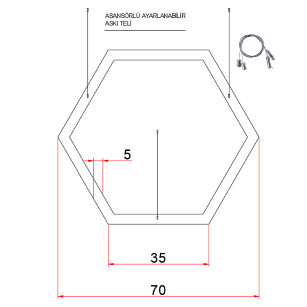 70 cm Osram LED Altıgen Petek Lineer Aydınlatma-Sıva Üstü/Sarkıt Montaj- 5x8 cm Kasa