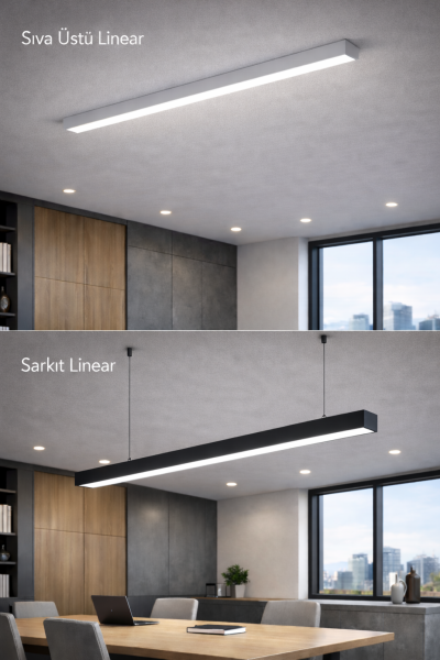 70 cm Osram LED Altıgen Petek Lineer Aydınlatma-Sıva Üstü/Sarkıt Montaj- 5x8 cm Kasa