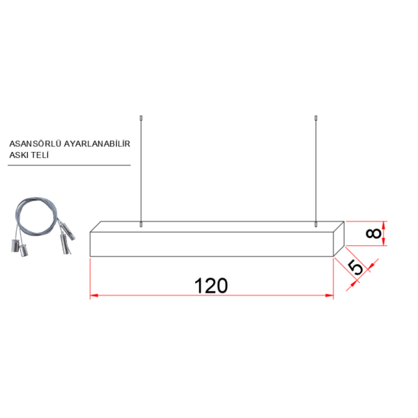 120 cm Osram LED Lineer Aydınlatma-Sıva Üstü/Sarkıt Montaj- 5x8 cm Kasa