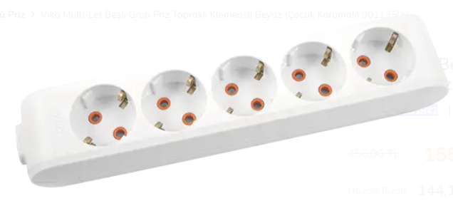 Viko Multi-let Topraklı 5'li Ç.K Kablosuz Grup Priz Beyaz