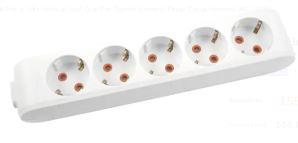 Viko Multi-let Topraklı 5'li Ç.K Kablosuz Grup Priz Beyaz