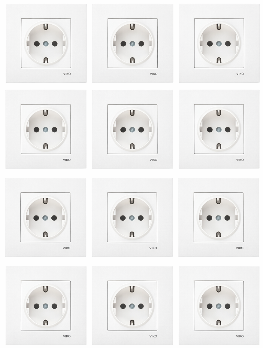 Viko Karre 12'li Beyaz Topraklı Priz Çerçeve Dahil 90967008-12