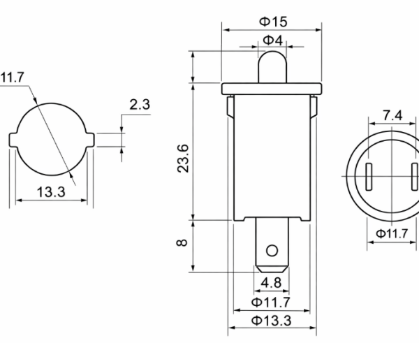IC-187A Dolap Kapak Switch Ø12mm Normalde Kapalı Kontak Beyaz