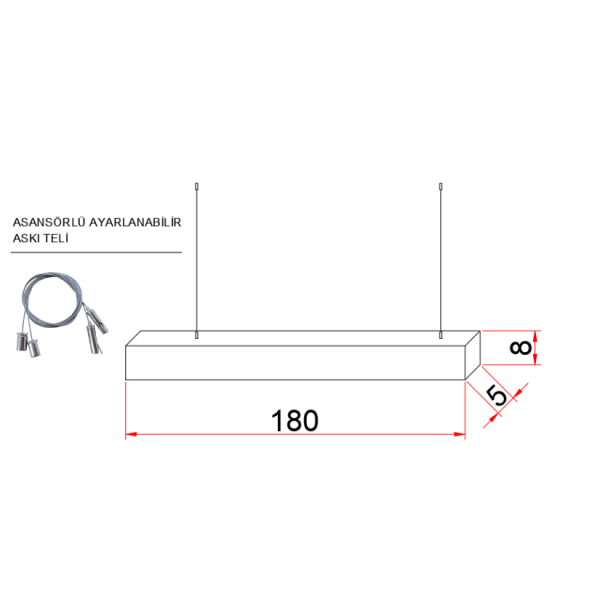 180 cm Osram LED Lineer Aydınlatma-Sıva Üstü/Sarkıt Montaj- 5x8 cm Kasa