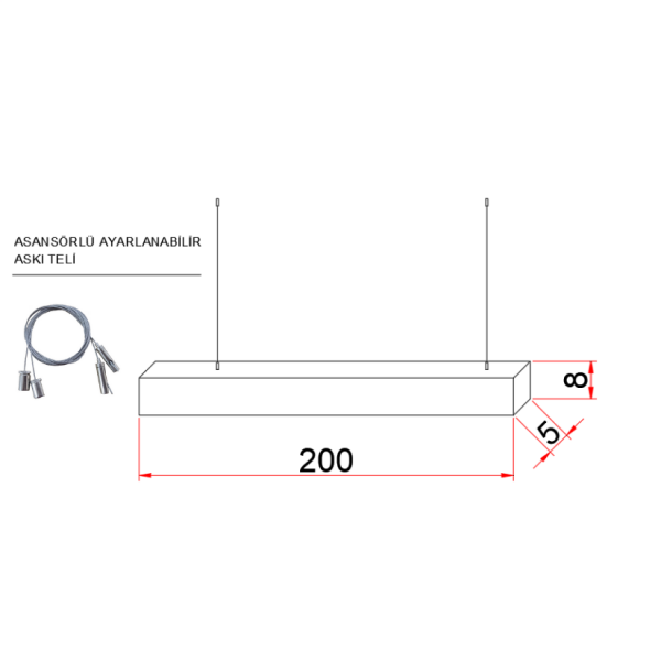 200 cm Osram LED Lineer Aydınlatma-Sıva Üstü Montaj- 5x8 cm Kasa
