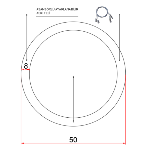 50 cm Osram LED Yuvarlak Halka Lineer Aydınlatma-Sıva Üstü/Sarkıt Montaj- 5x8 cm Kasa