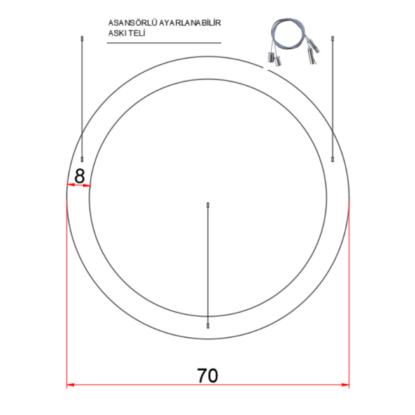 70 cm Osram LED Yuvarlak Halka Lineer Aydınlatma-Sıva Üstü/Sarkıt Montaj- 8x8 cm Kasa