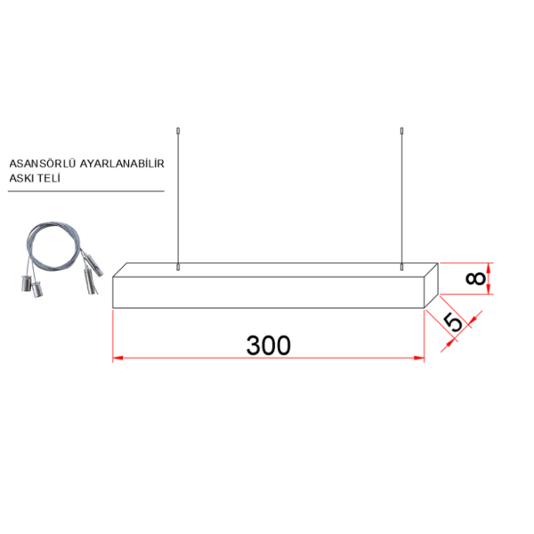 300 cm Osram LED Lineer Aydınlatma-Sıva Üstü/Sarkıt Montaj- 5x8 cm Kasa