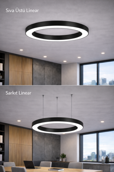 110 cm  Yuvarlak Halka Lineer Aydınlatma- Osram Led-6x8 cm