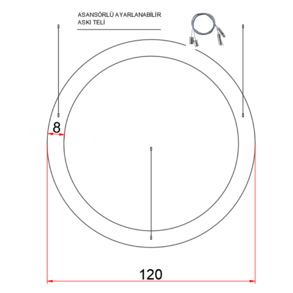 120 cm  Yuvarlak Halka Lineer Aydınlatma- Osram Led-6x8 cm