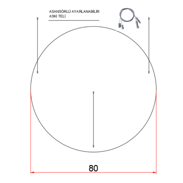 80 cm Osram LED Yuvarlak Davul Lineer Aydınlatma-Sıva Üstü/Sarkıt Montaj- 8 cm Kasa