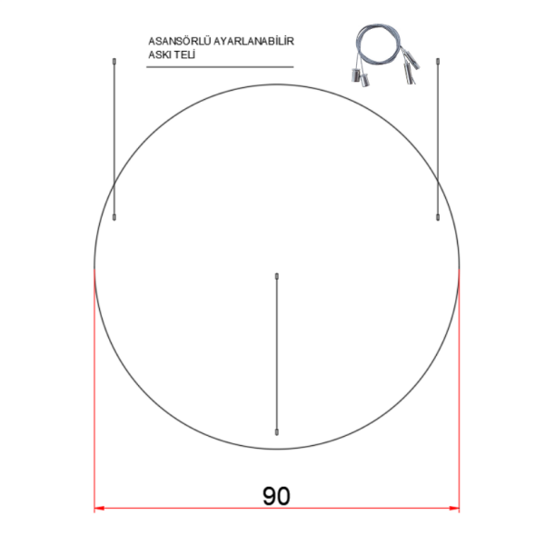 90 cm Osram LED Yuvarlak Davul Lineer Aydınlatma-Sıva Üstü/Sarkıt Montaj- 8 cm Kasa