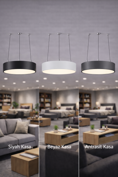 90 cm Osram LED Yuvarlak Davul Lineer Aydınlatma-Sıva Üstü/Sarkıt Montaj- 8 cm Kasa