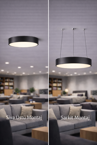 90 cm  Yuvarlak Davul Lineer Aydınlatma- Osram Led-8 cm