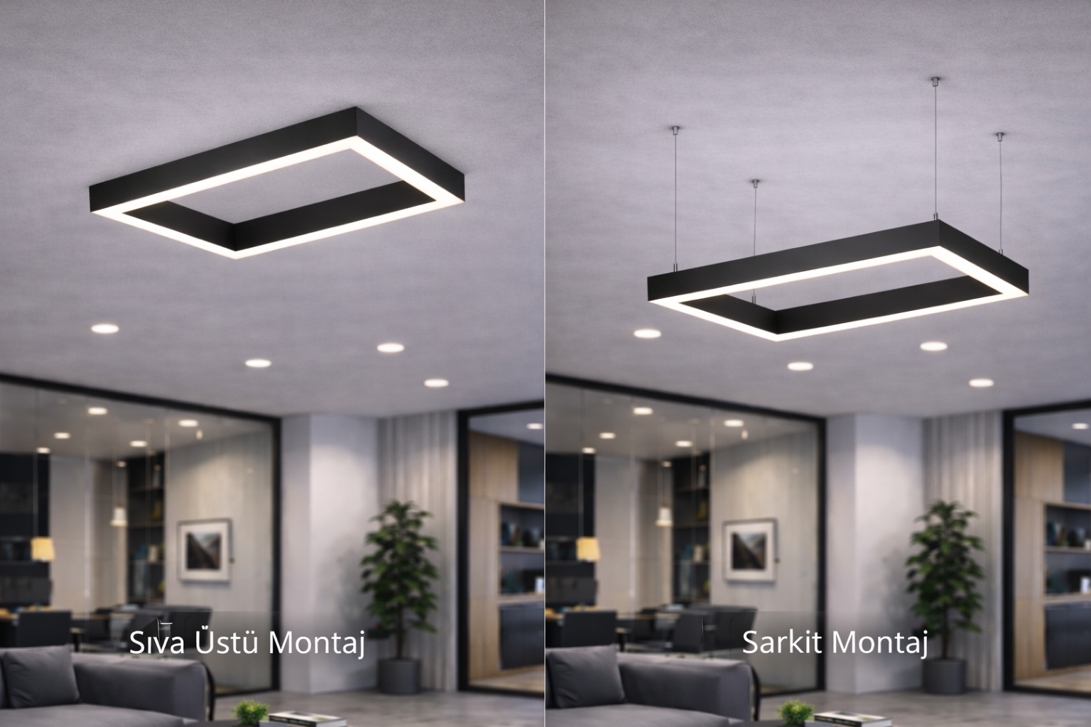 Point Led Kare 110x110 cm Kare Lineer Aydınlatma- Osram Led-5x8 cm