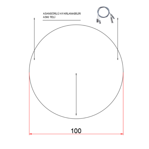 100 cm Osram LED Yuvarlak Davul Lineer Aydınlatma-Sıva Üstü/Sarkıt Montaj- 8 cm Kasa
