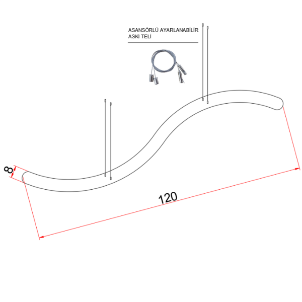 120 cm  Su Yolu Lineer Aydınlatma- Osram Led-8x8 cm