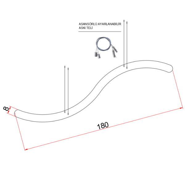 180 cm  Su Yolu Lineer Aydınlatma- Osram Led-8x8 cm