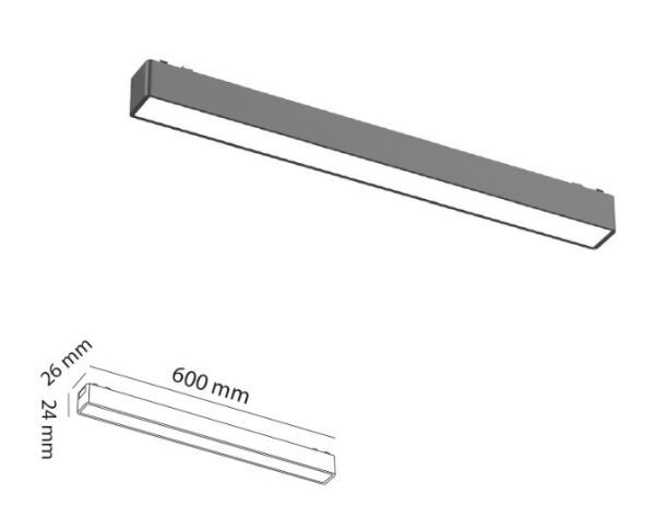 24 W Opal Difüzörlü 60 cm Slim Magnet Aydınlatma