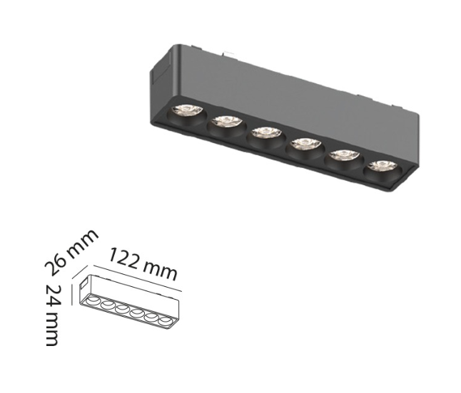 6 W Mercekli 12 cm Slim Magnet Aydınlatma 48V