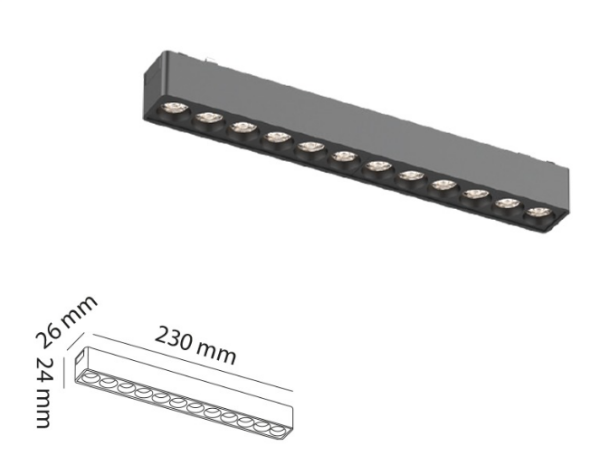 12 W Mercekli 23 cm Slim Magnet Aydınlatma 48V