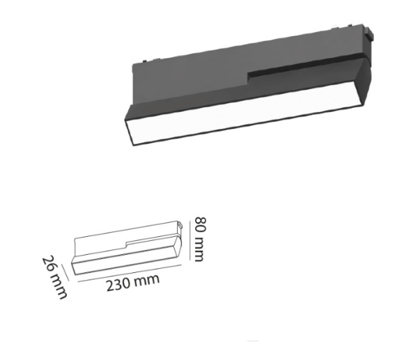 12 W Hareketli Opal Difüzörlü Slim Magnet Ray Aydınlatma 48V