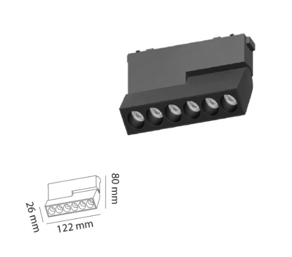 6 W Hareketli Mercekli Slim Magnet Ray Aydınlatma 48V