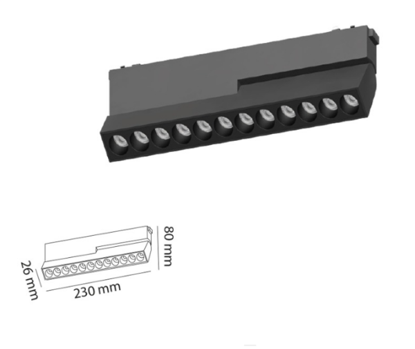 12 W Hareketli Mercekli Slim Magnet Ray Aydınlatma 48V