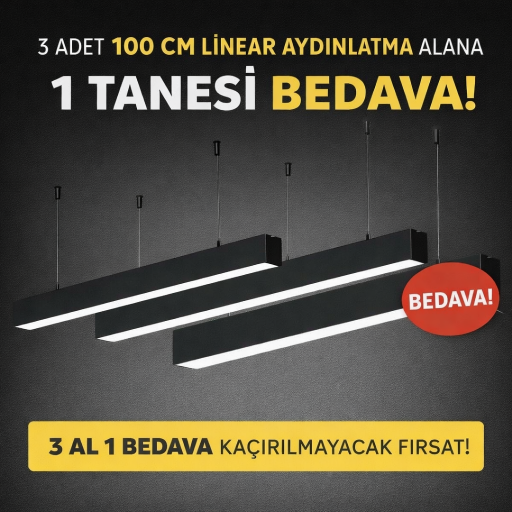 3 ADET 100 CM LİNEAR AYDINLATMA ALANA 1 TANESİ BED